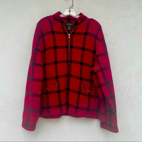 Lauren Ralph Lauren red full zip sweater top 3X - Picture 1 of 12